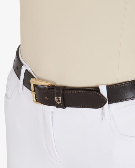 Equestro Leather Belt With Snaffle Bits #colour_brown-gold