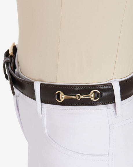 Equestro Leather Belt With Snaffle Bits #colour_brown-gold