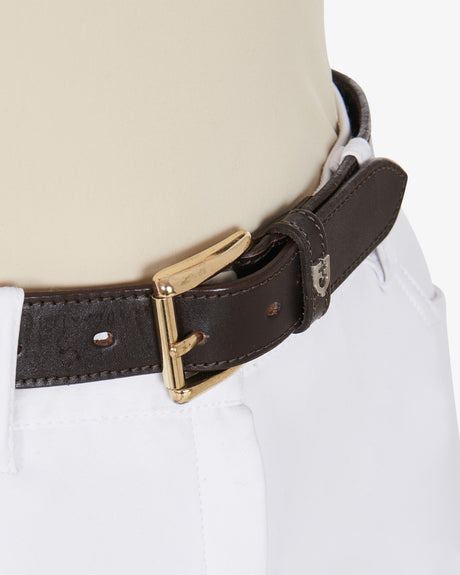 Equestro Leather Belt With Snaffle Bits #colour_brown-gold
