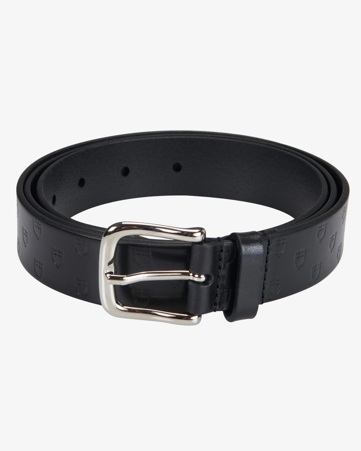 Equestro Leather Belt With Logo #colour_black-silver
