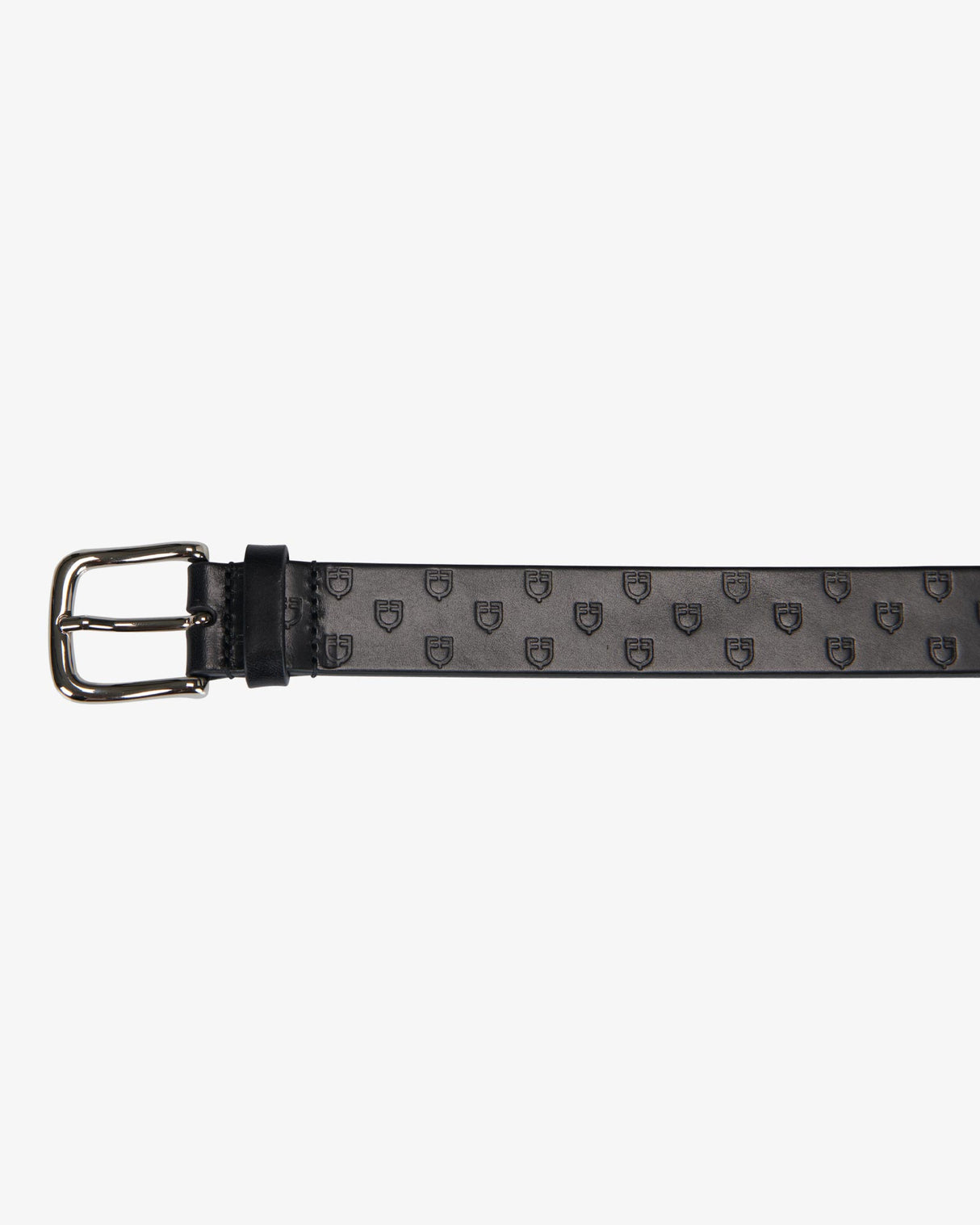 Equestro Leather Belt With Logo #colour_black-silver