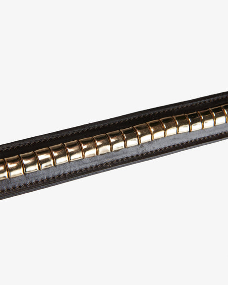 Equestro Leather Belt With Silver Clincher #colour_brown-gold