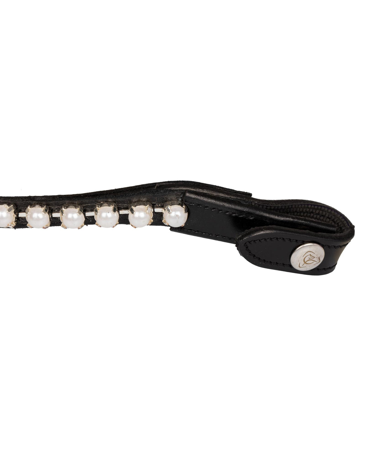 Acavallo Browband Calfskin & Oval Crystals #colour_black-transparent