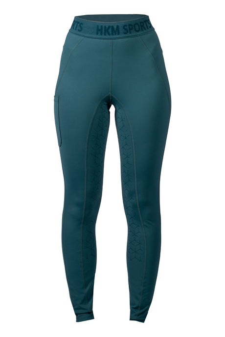 HKM Children's Silicone Full Seat Riding Leggings -Tabea- #colour_petrol