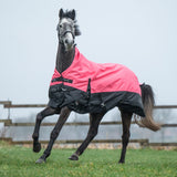 HKM 600D Fleece Lined Highneck Rug -Norwich- #colour_coral-black