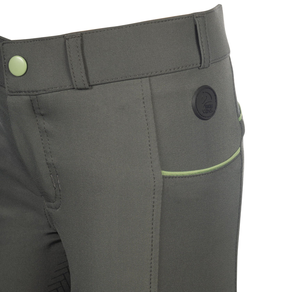 HKM Children's Silicone Full Seat Riding Breeches -Claire- #colour_grey-green