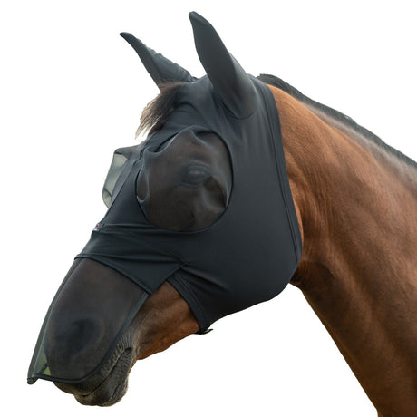 HKM Anti-Fly Mask -Elastic- with Nose #colour_black