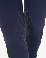 Equestro Women's Slim Fit Breeches With Knee Grip #colour_blue-white