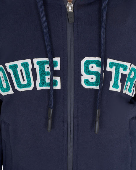 Equestro Kids' Hoodie With Zip And Sponge Lettering #colour_blue-green