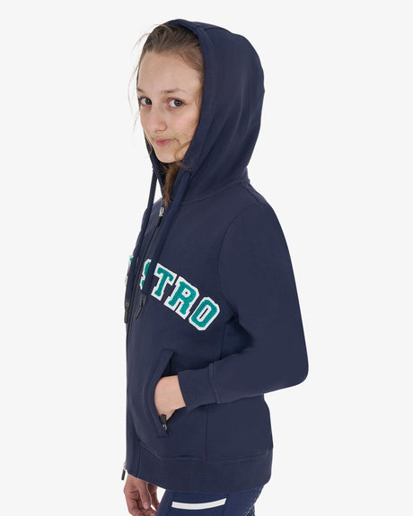 Equestro Kids' Hoodie With Zip And Sponge Lettering #colour_blue-green