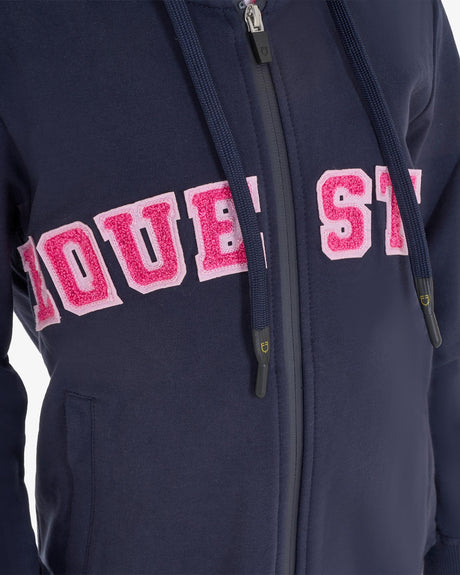 Equestro Kids' Hoodie With Zip And Sponge Lettering #colour_blue-fuscia