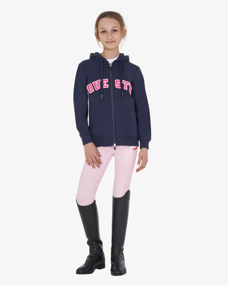Equestro Kids' Hoodie With Zip And Sponge Lettering #colour_blue-fuscia