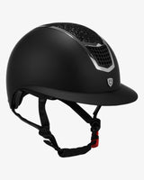 Equestro Helmet With Rhinestones And Wide Visor Homologation En 1384-2023 #colour_black-silver