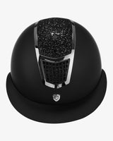Equestro Helmet With Rhinestones And Wide Visor Homologation En 1384-2023 #colour_black-silver