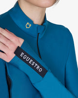 Women's long-sleeved training technical polo shirt - BLUE CORAL