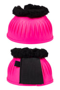 HKM Rubber Over Reach Boots -Atlanta Neon- with Fur #colour_neon-pink