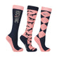 HyCONIC Pattern Socks by Hy Equestrian Pack of 3 #colour_navy-pink