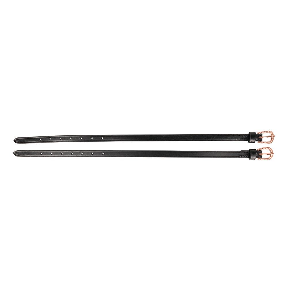 Hy Equestrian Diamante Spur Straps #colour_black-rose-gold