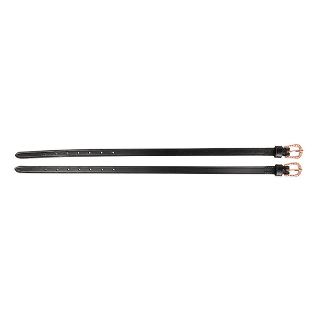 Hy Equestrian Diamante Spur Straps #colour_black-rose-gold