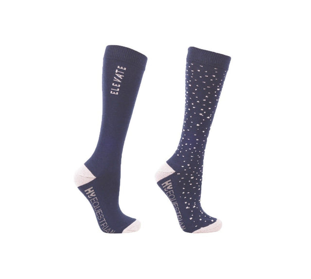 Hy Equestrian Elevate Allure Mizs Socks Pack of 2 #colour_navy