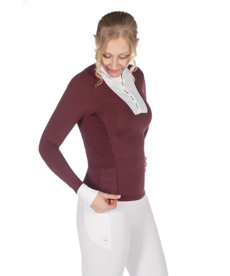 HKM Women's Long Sleeve Competition Shirt -Virginia- #colour_bordeaux