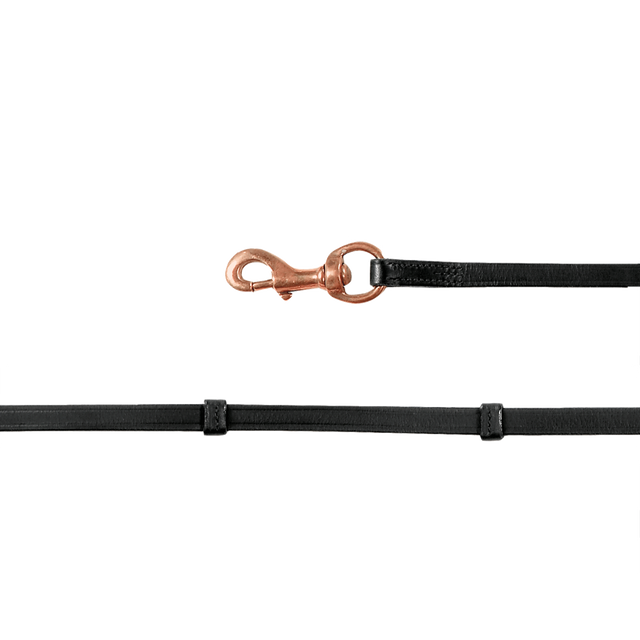 Waldhausen Icelandic Reins With Snap Hooks #colour_black-rose-gold