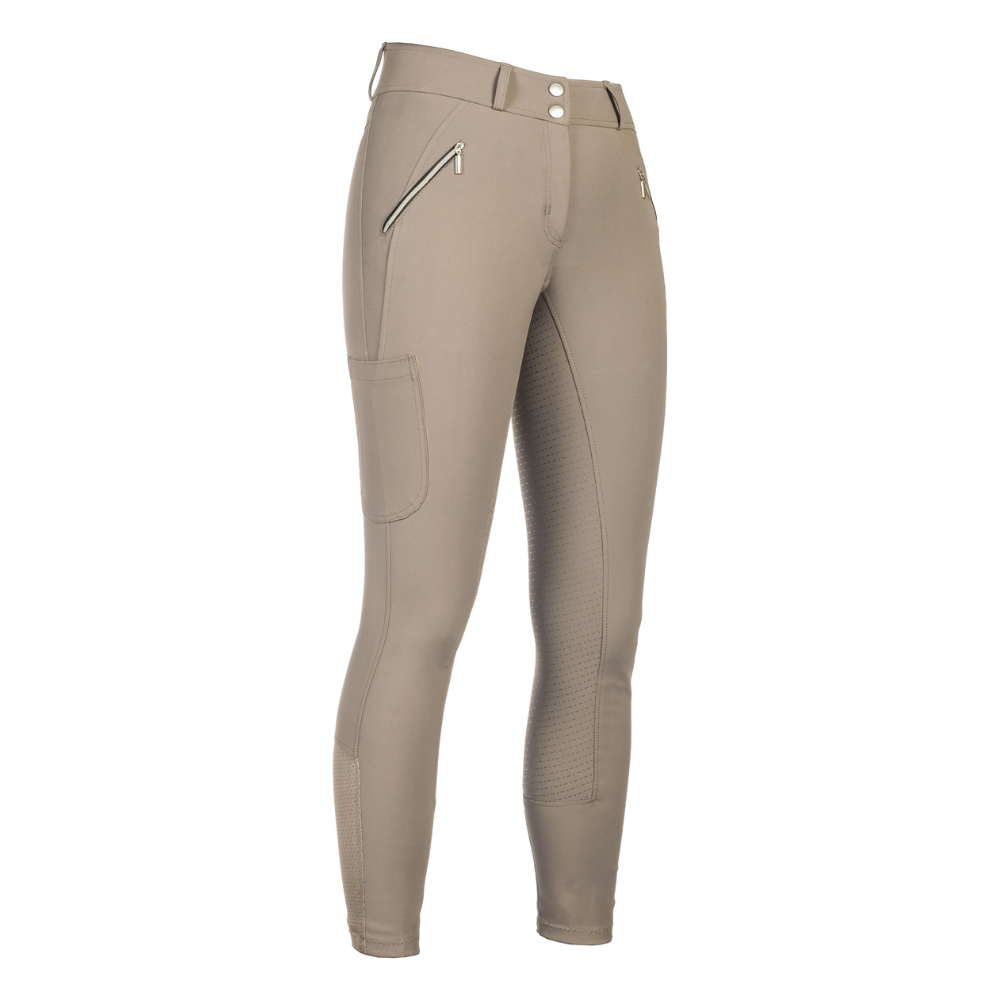 HKM Children's Silicone Full Seat Riding Breeches -Lia High Waist- #colour_beige