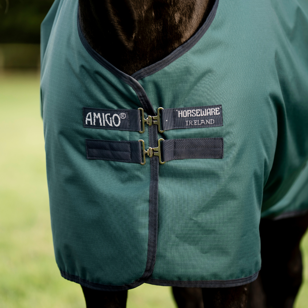 Horseware Ireland Amigo Ripstop 900D 100g Turnout Rug #colour_dynasty-green-navy-silver