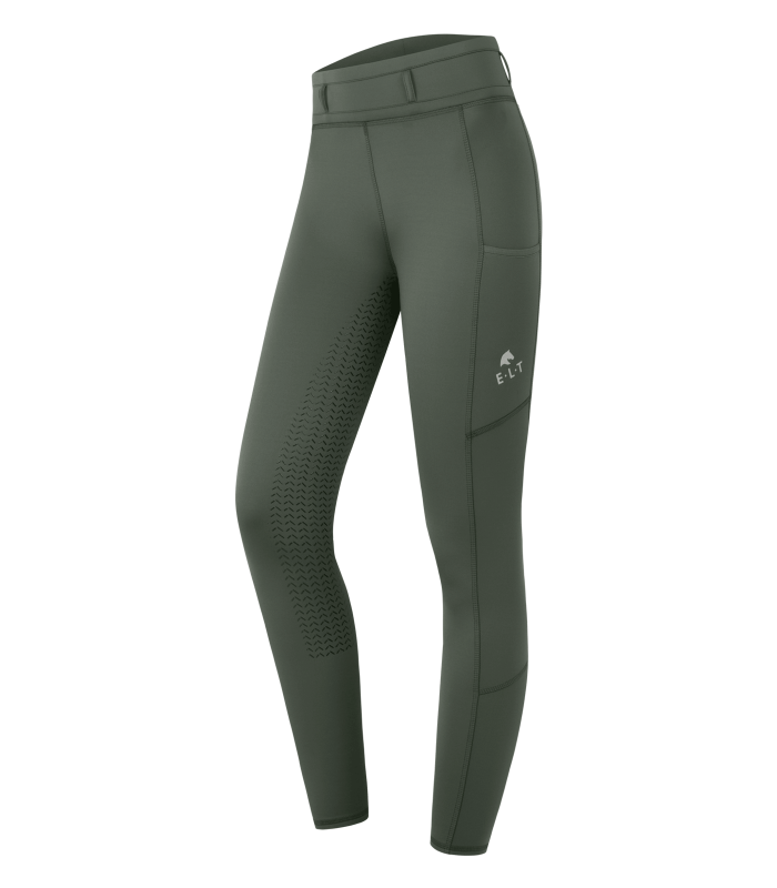 E.L.T Ella Children's Riding Thermal Leggings #colour_dark-olive