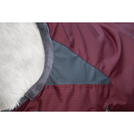 HKM 600D 100g High Neck Turnout Rug -Yukon- #colour_darkred-grey 