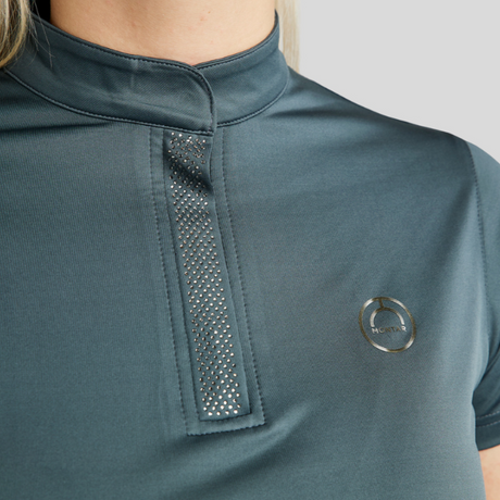 Montar MoBriella Short Sleeved Training Shirt with Gun Metal Crystals #colour_dark-slate