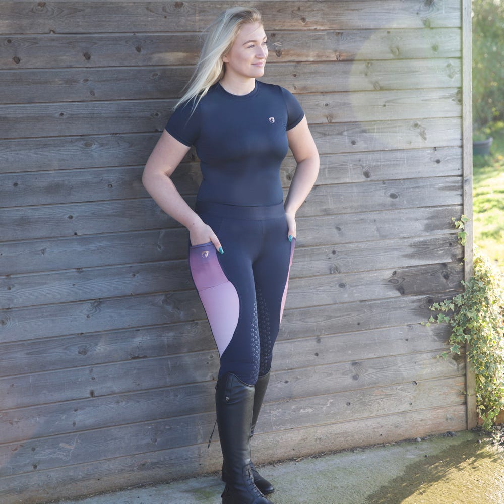 Hy Equestrian Elevate Riding Tights #colour_navy-rose