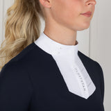 Coldstream Long Sleeve Roslin Ruffled Crystal Show Shirt #colour_navy