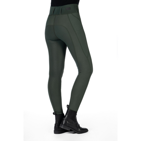 HKM Womens's Silicone Full Seat Riding Leggings -Jil High Waist- #colour_olive-green