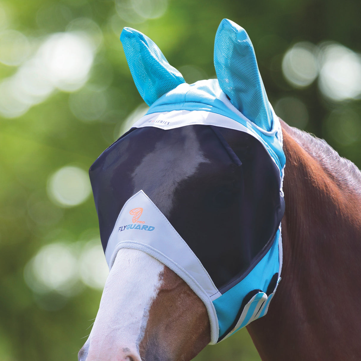 Shires FlyGuard Pro Fine Mesh Fly Mask With Ears #colour_teal