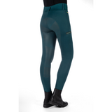 HKM Women's Silicone Full Seat Riding Tights -Livigno- #colour_deep-green