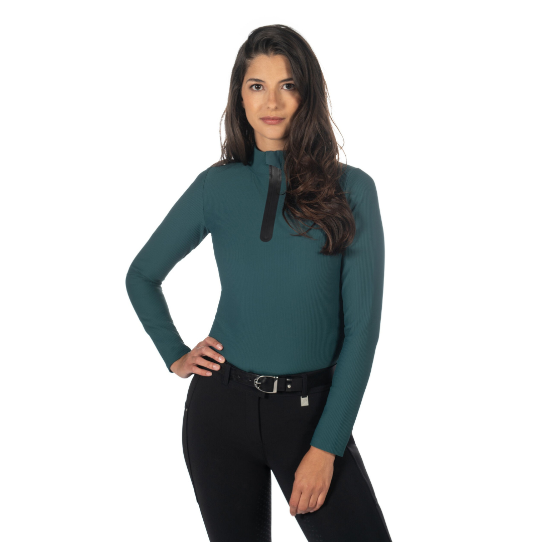 HKM Women's Functional Shirt -Livigno Ribbed- #colour_deep-green