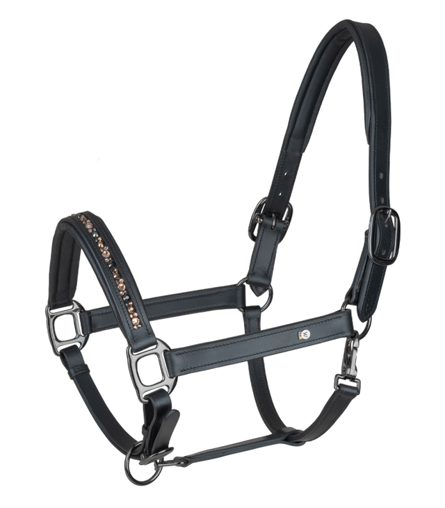 Waldhausen X-Line Leather Halter Crystal #colour_black-grey