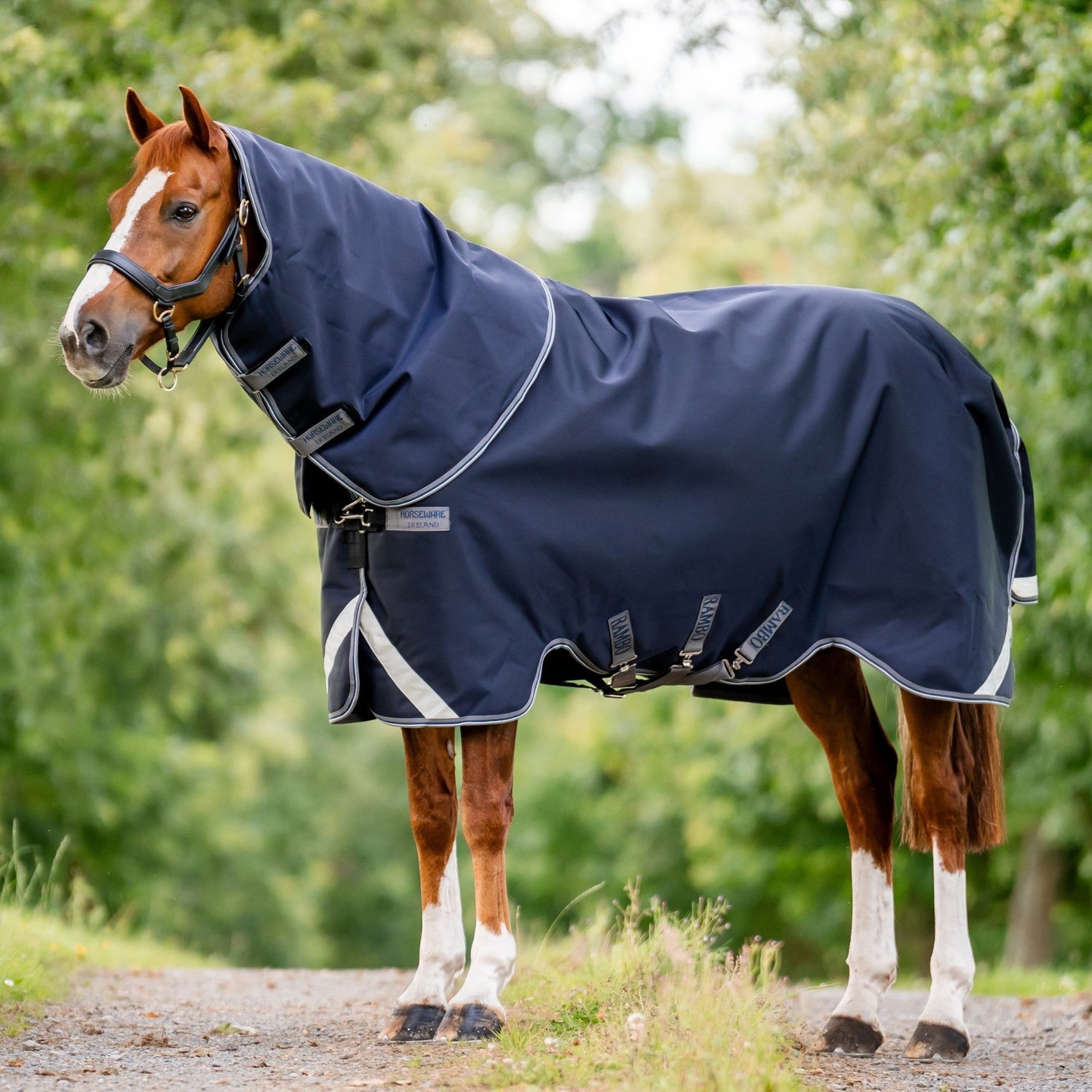 Horseware Ireland Rambo Supreme 1680D Turnout Plus 50g #colour_navy-thunderstorm-grey-silver