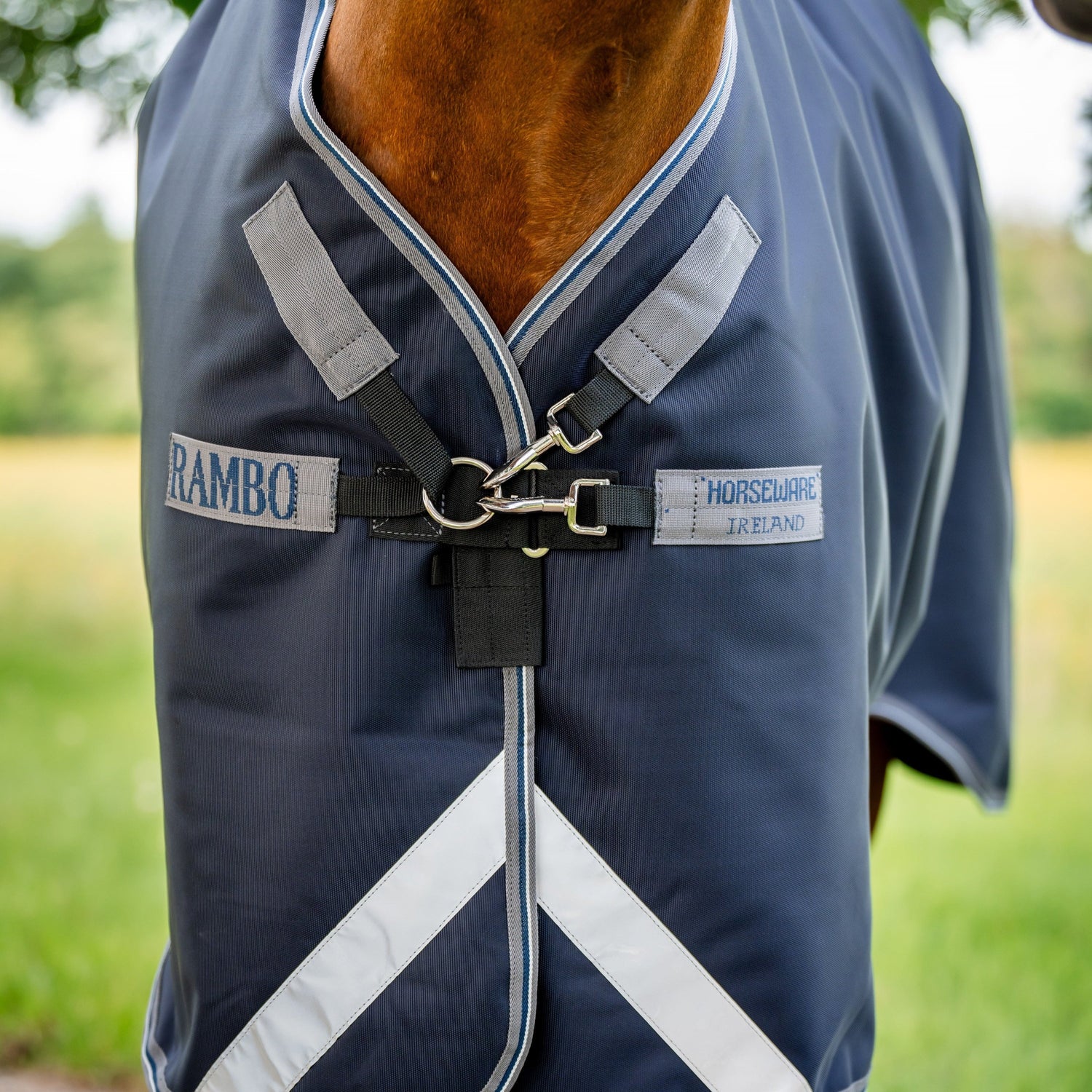 Horseware Ireland Rambo Supreme 1680D Turnout Plus 0g #colour_navy-thunderstorm-grey-silver