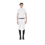 Equestro Men's Competition Polo Shirt In Breathable Technical Fabric #colour_white