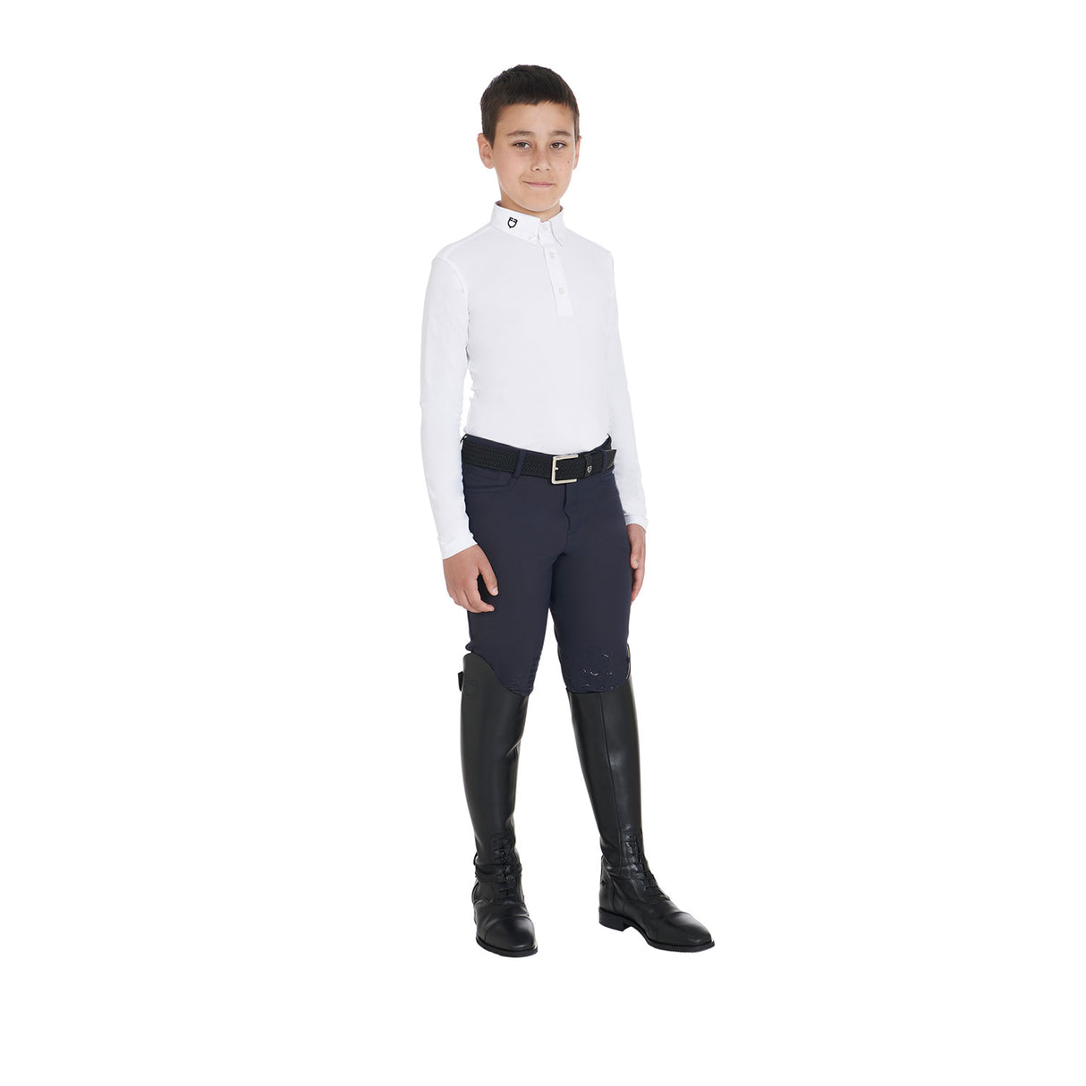 Equestro Boy's Slim Fit Competition Polo Shirt With Three Buttons