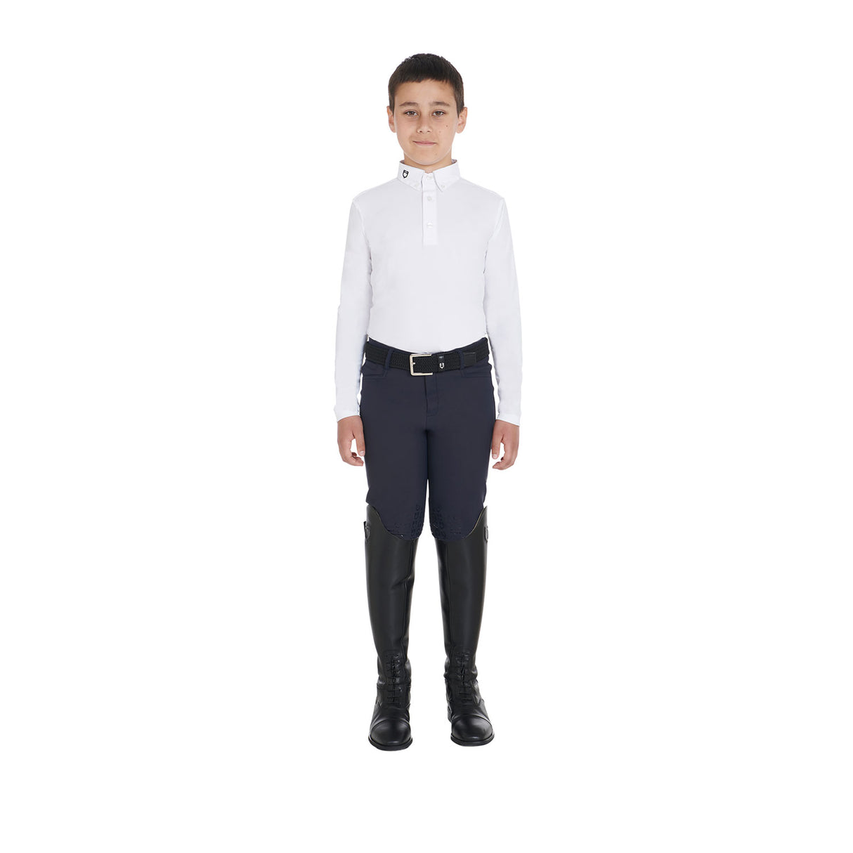 Equestro Boy's Slim Fit Competition Polo Shirt With Three Buttons