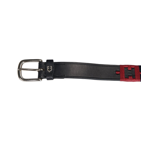 Leather belt with geometric pattern