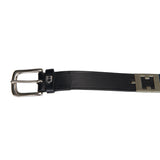 Leather belt with geometric pattern