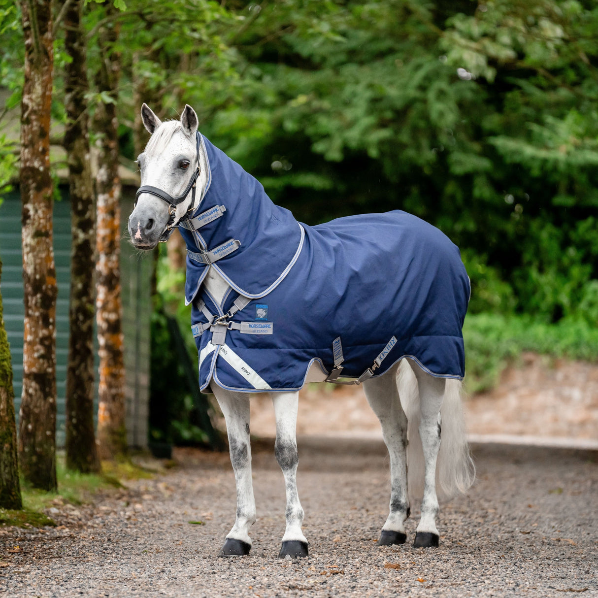 Horseware Ireland Rhino Pony Plus 100g #colour_navy-titanium-grey-classic-blue