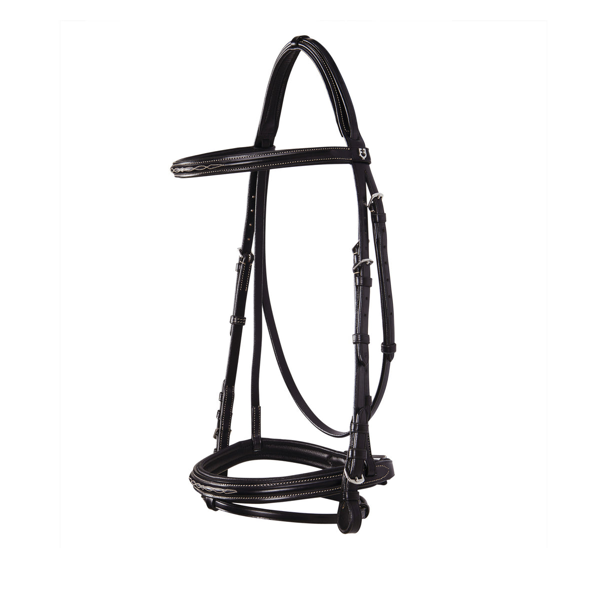 Equestro Leather English Bridle With Embroideries #colour_brown