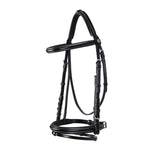 Equestro Leather English Bridle With Contrast Stitching #colour_black