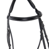 Equestro Leather English Bridle With Contrast Stitching #colour_black