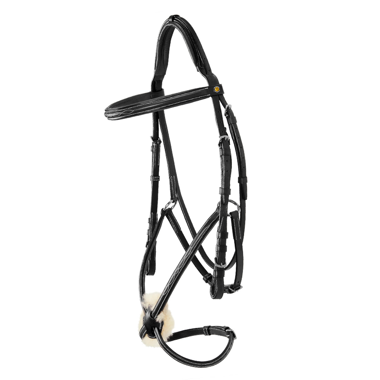 Equestro Bridle With Mexican Noseband And Synthetic Sheepskin